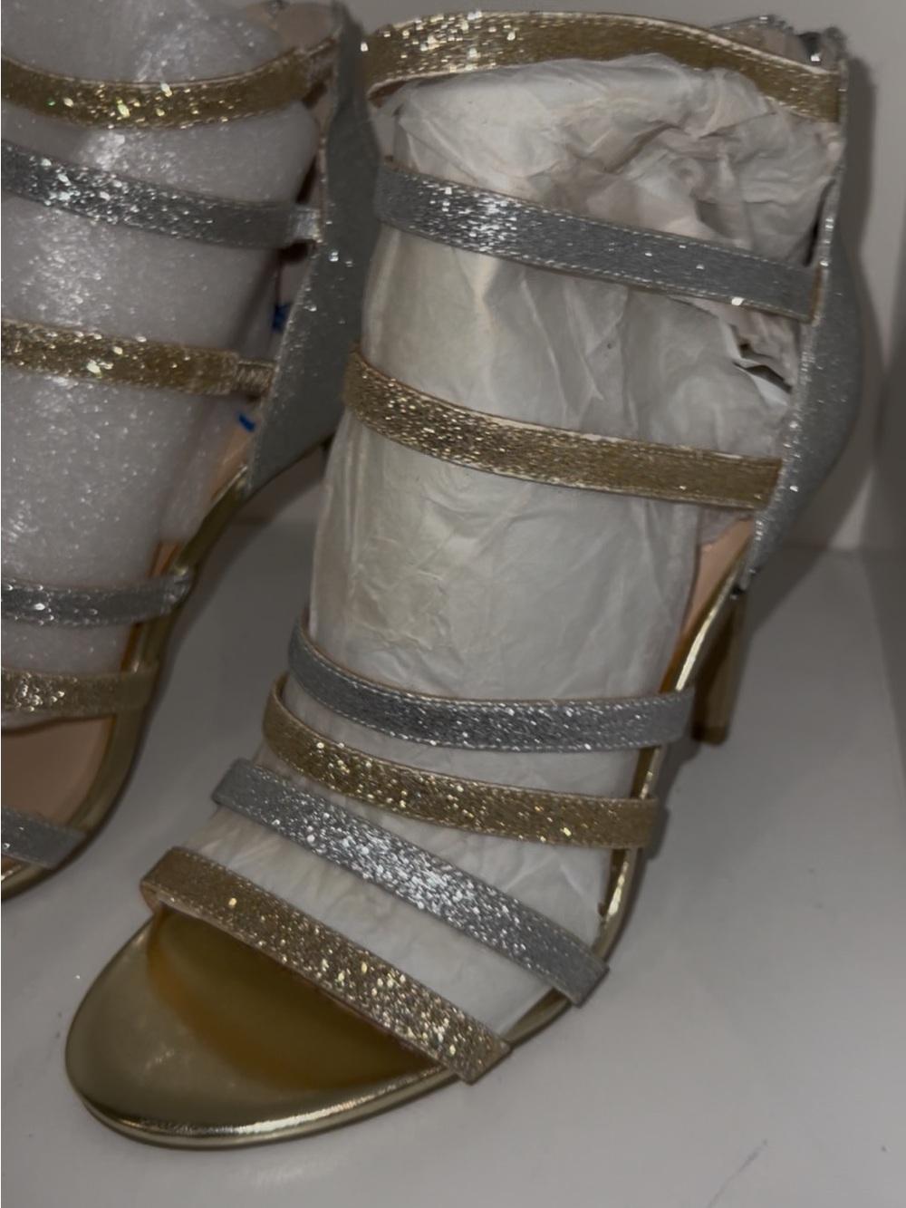 Guess Metallic Gold & Silver Strappy High-Heel Sandals